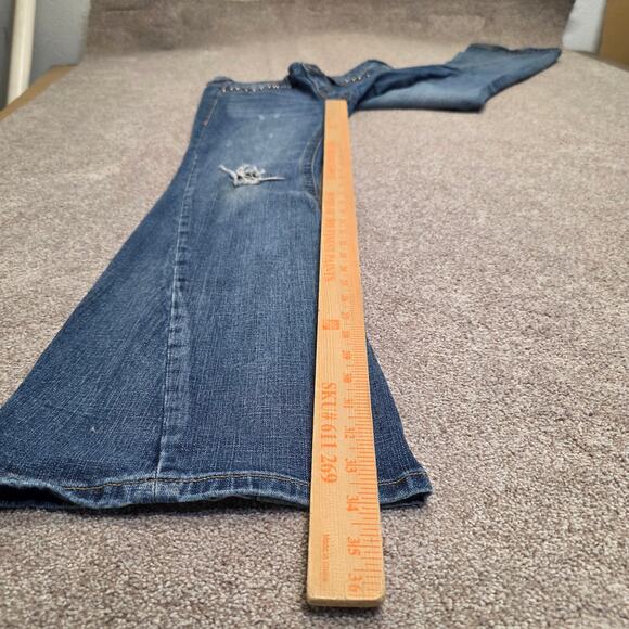 Y2K vtg Embellished boho western Revolution Distressed Flare jeans sz 11 - Picture 4 of 15